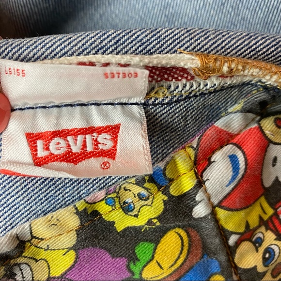 Levi’s Nintendo Super Mario Power Up Blue Tab 501 Straight 24x26 Womens Jeans - Picture 15 of 16